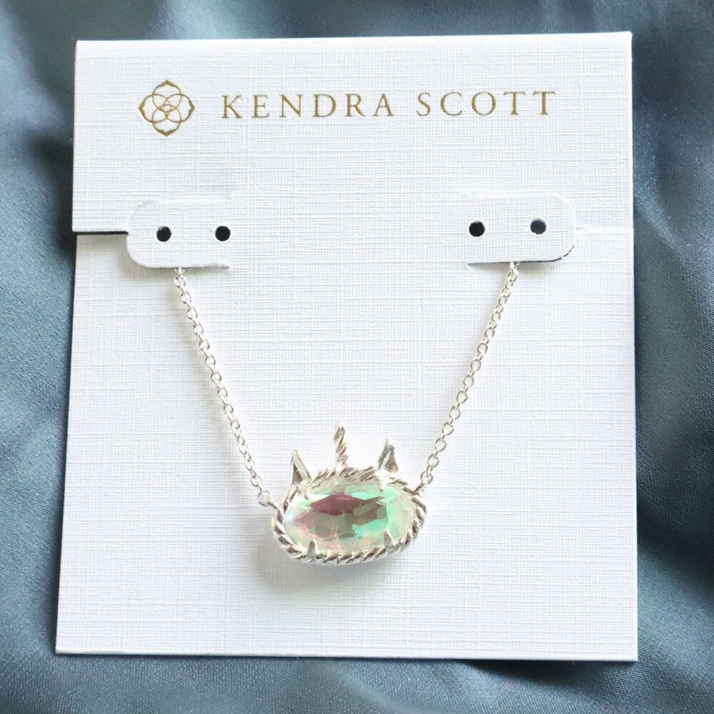 Kendra Scott Elisa Unicorn Bright Silver Short Necklace - Dichroic Glass
